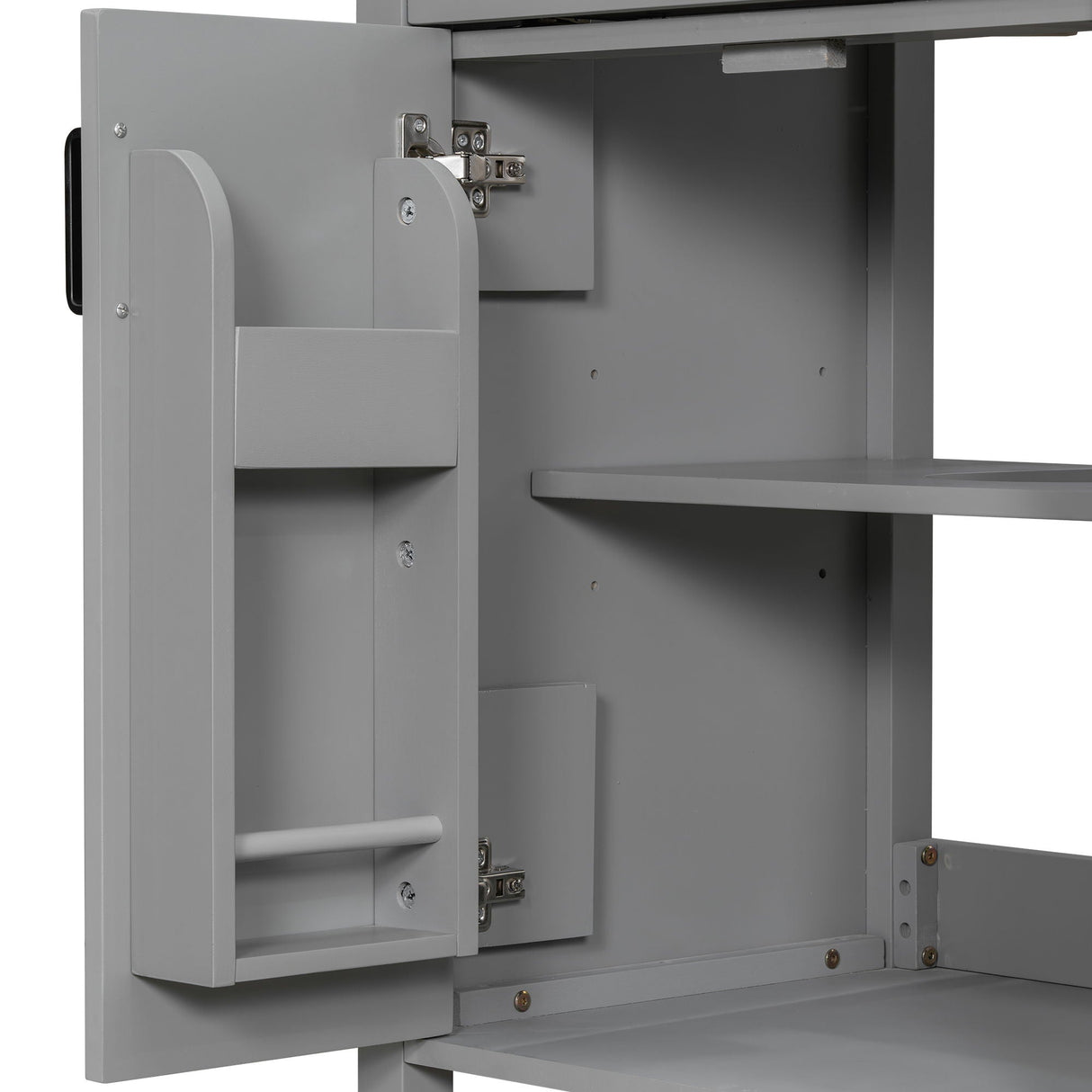 Bathroom Vanity With Ceramic Sink, Soft Close Doors, Flip Drawer, Double Layer Door Shelves
