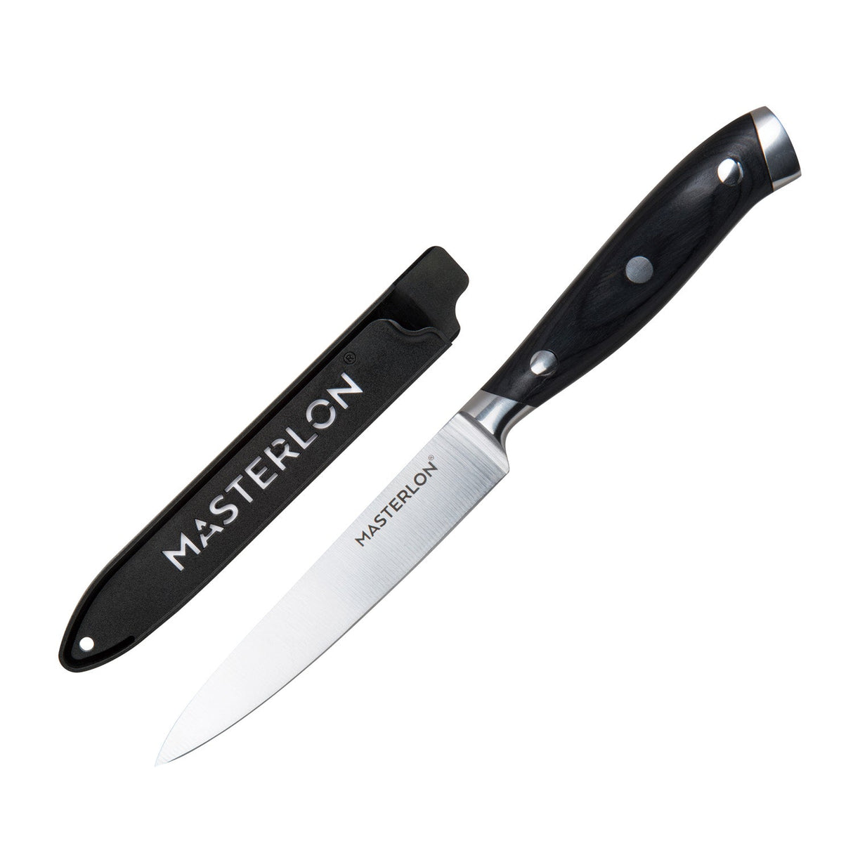 MASTERPAN Essential Chef’s Knife Bundle - 8" Chef’s Knife, 8" Slicer Knife & 7" Santoku Knife - Stainless Steel Blades with Protective Covers