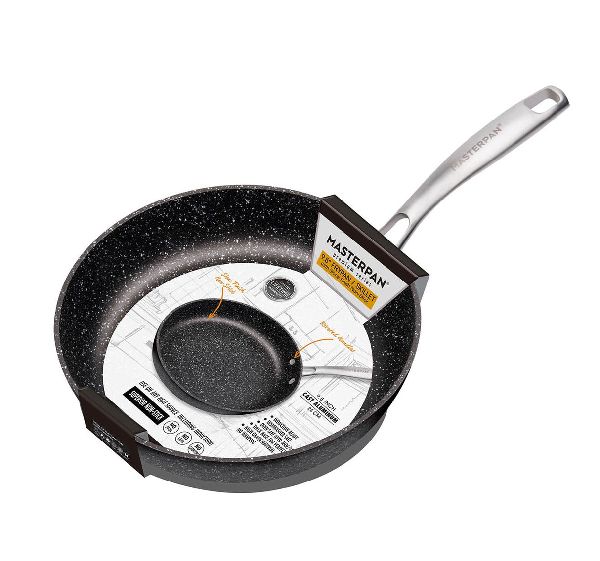 MASTERPAN Nonstick Granite Look Frypan & Skillet, 9.5" (24cm)