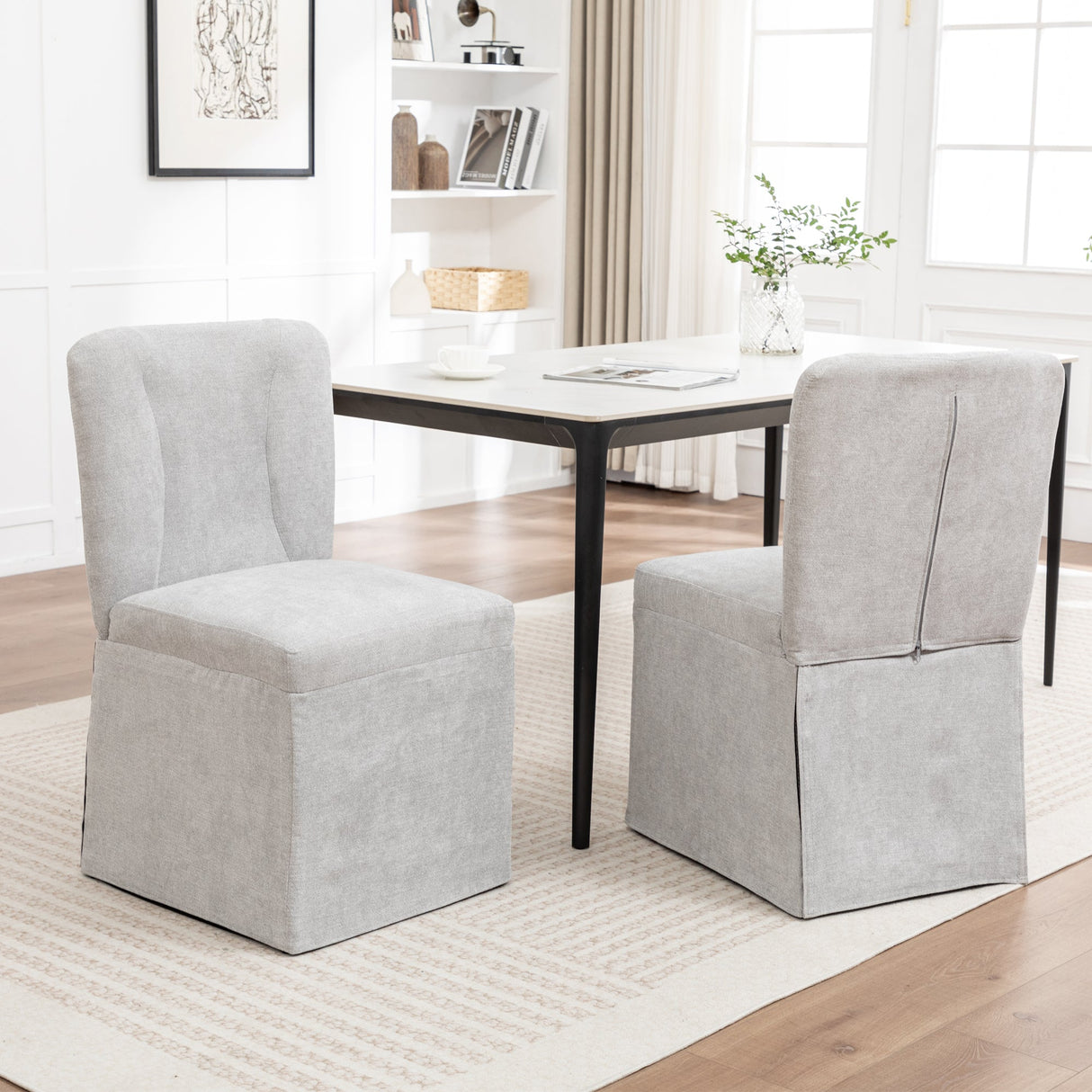 Linen Dining Chairs - Modern Fabric Side Chairs for Dining Room