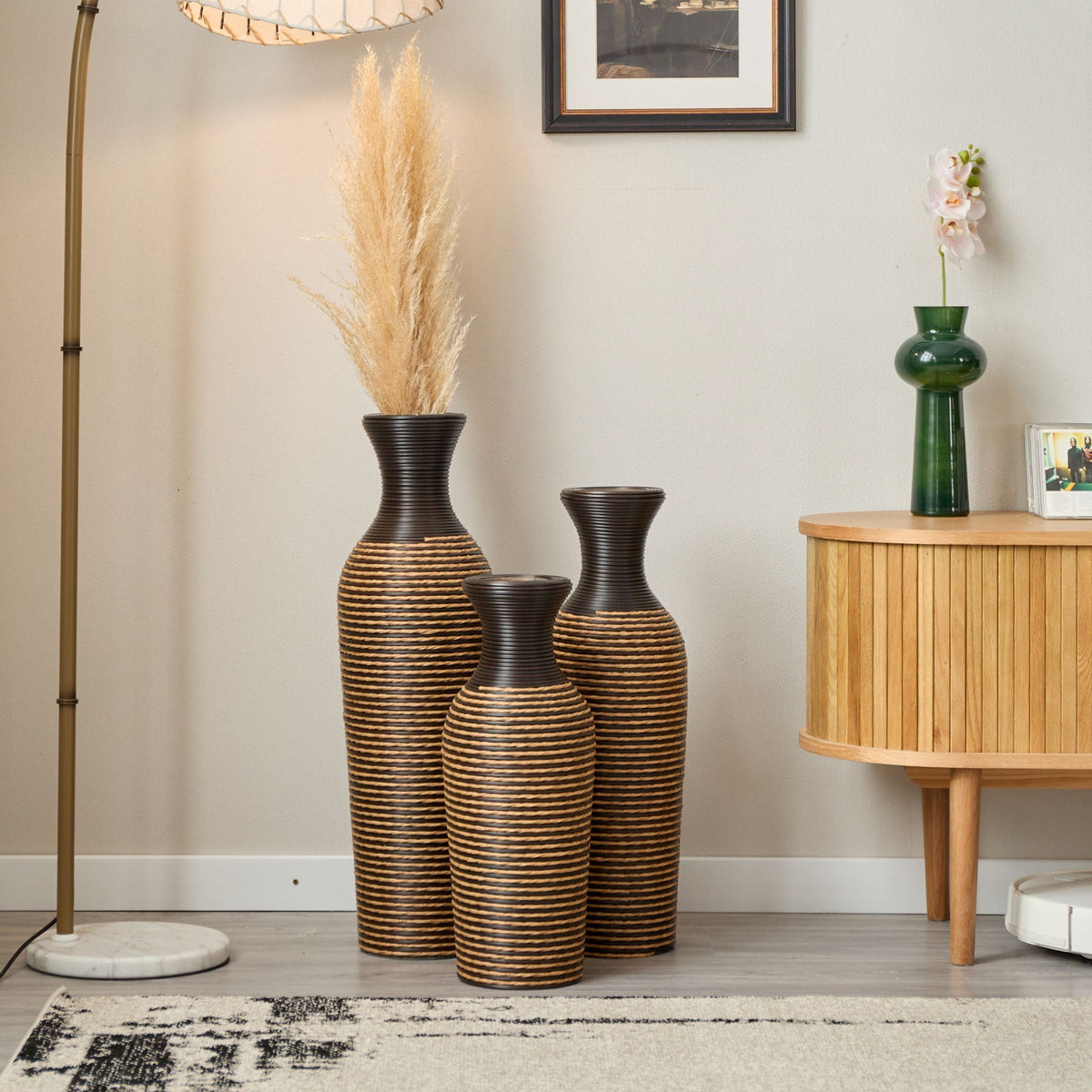 Classic And Neat Floor Vase, High Independent Flower Stand (Set of 3)