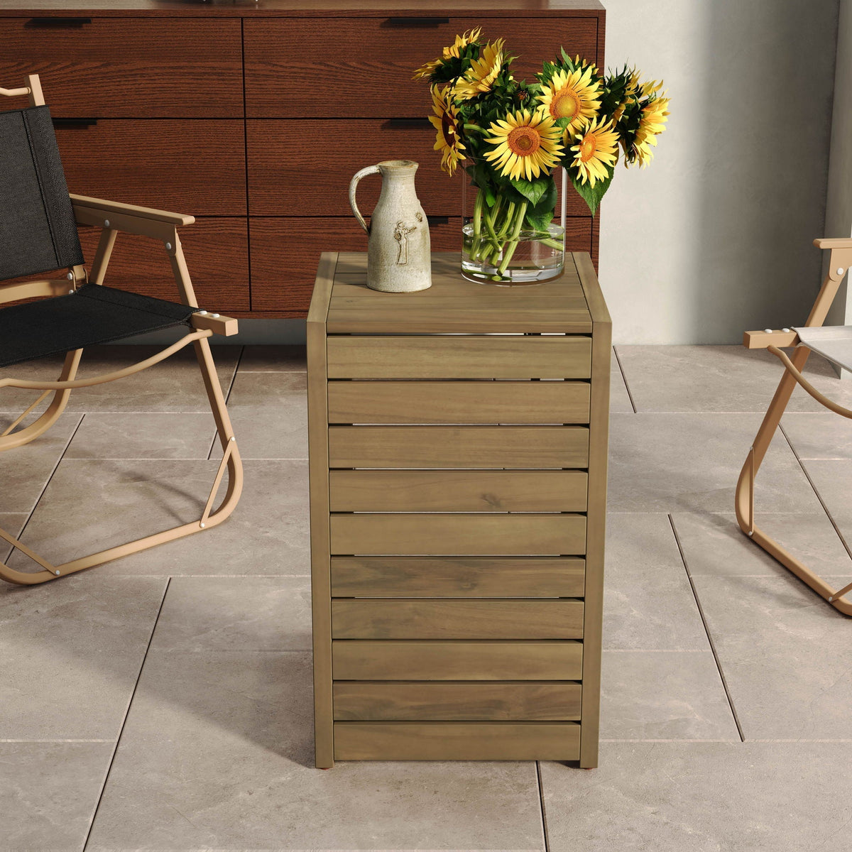 Aluminum Outdoor C-Shaped Side Table for Patio