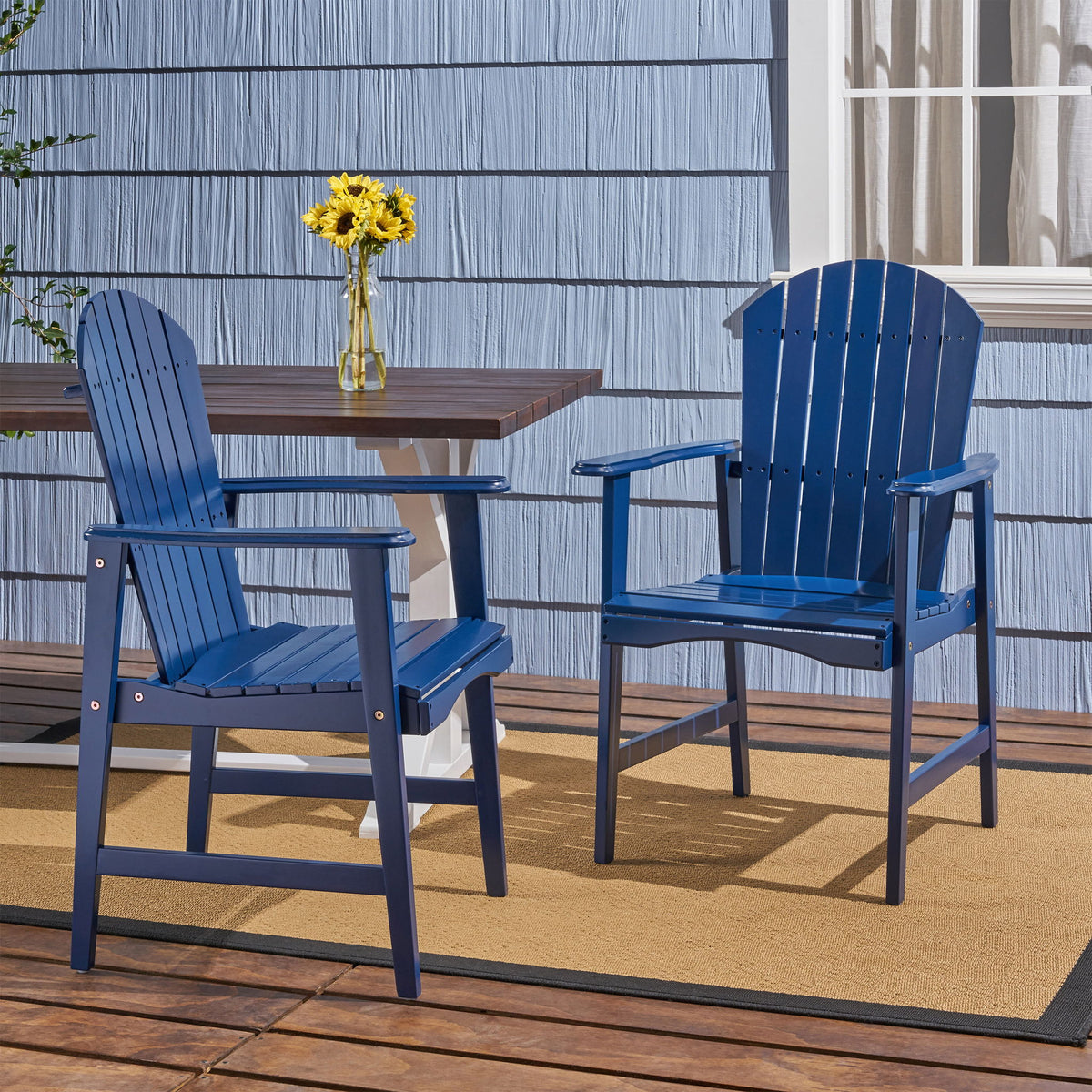 Outdoor Weather Resistant Acacia Wood Adirondack Dining Chairs (Set of 2)