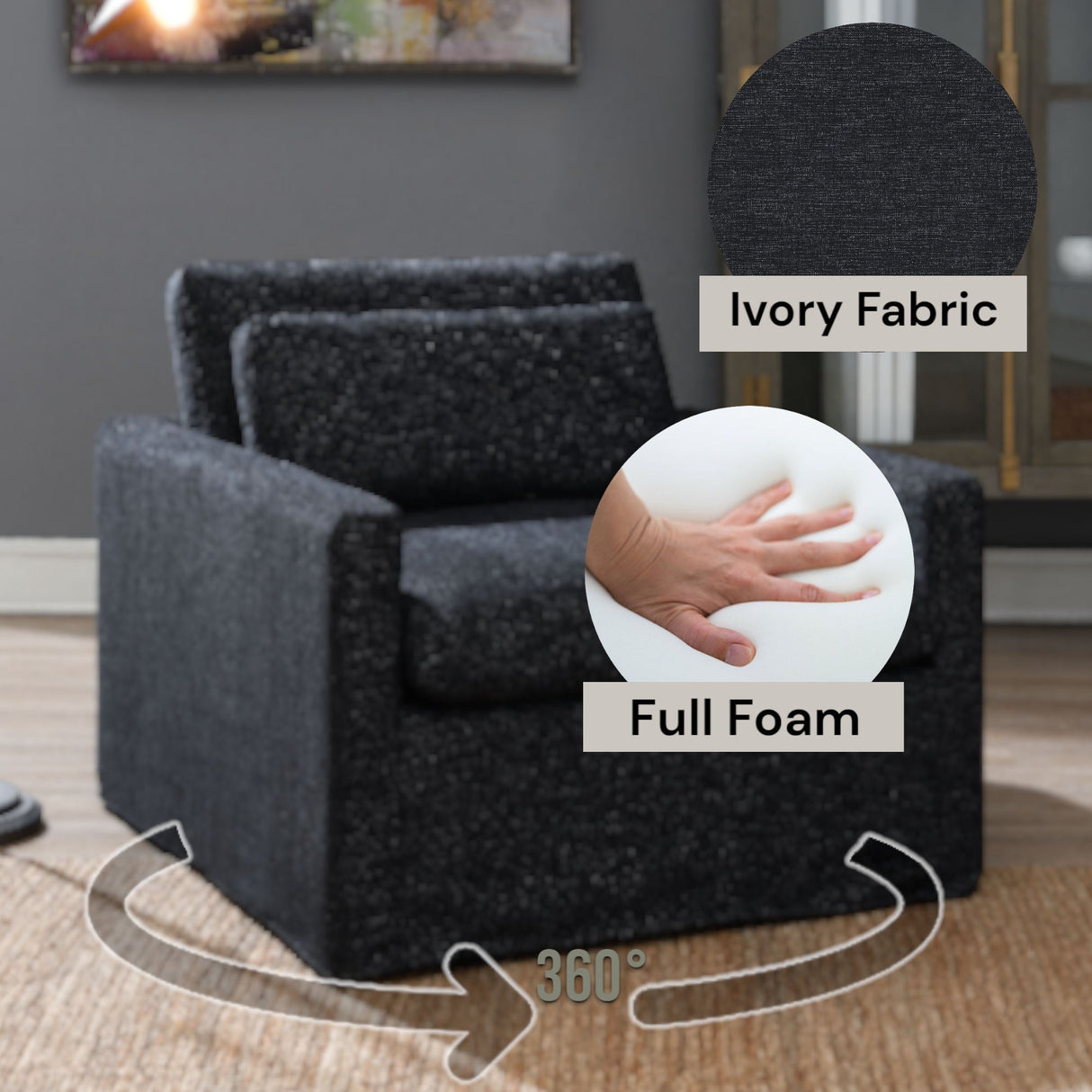 Naveen - Swivel Chair With 1 Toss Pillow