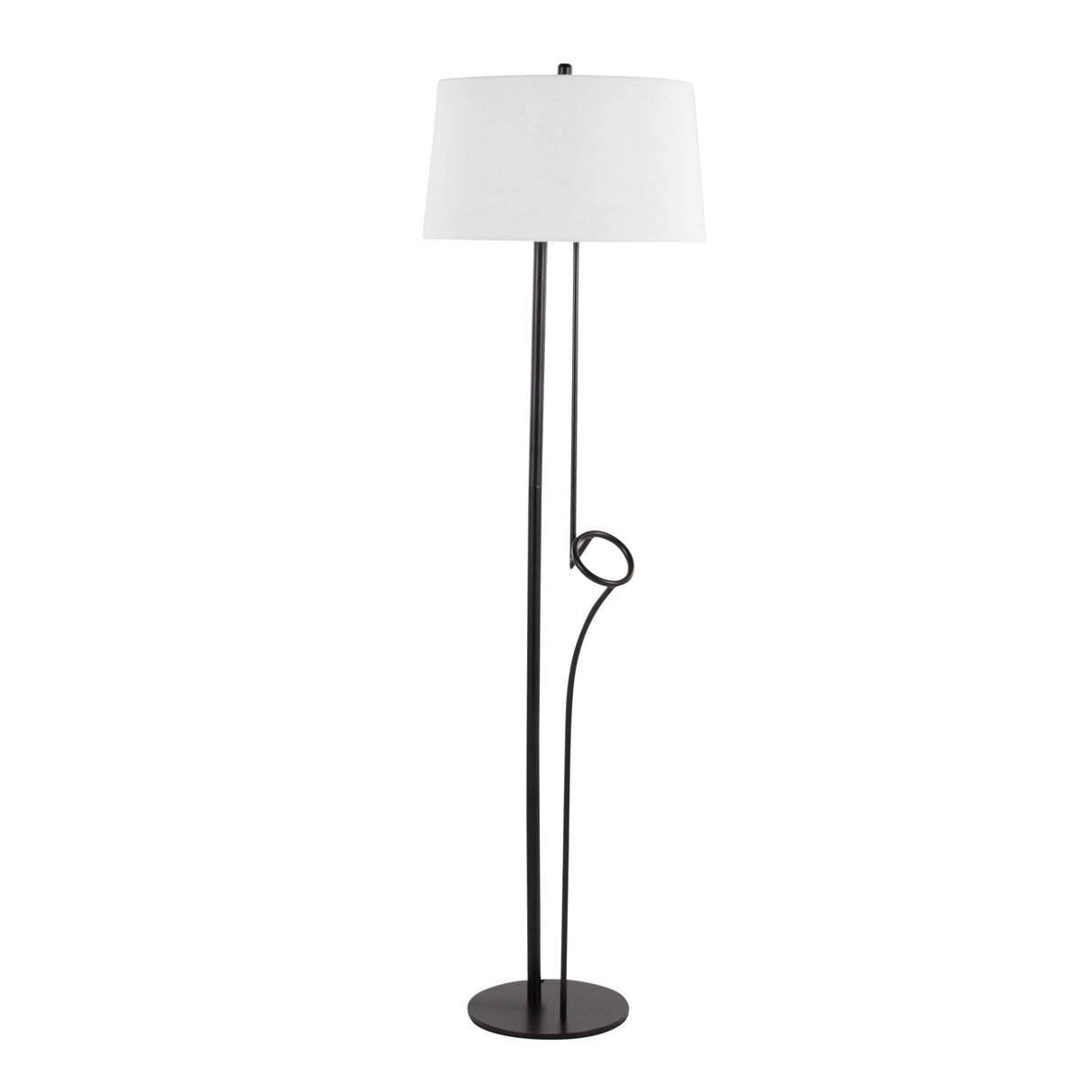 Shadow Contemporary Floor Lamp in Black Steel with White Linen Shade