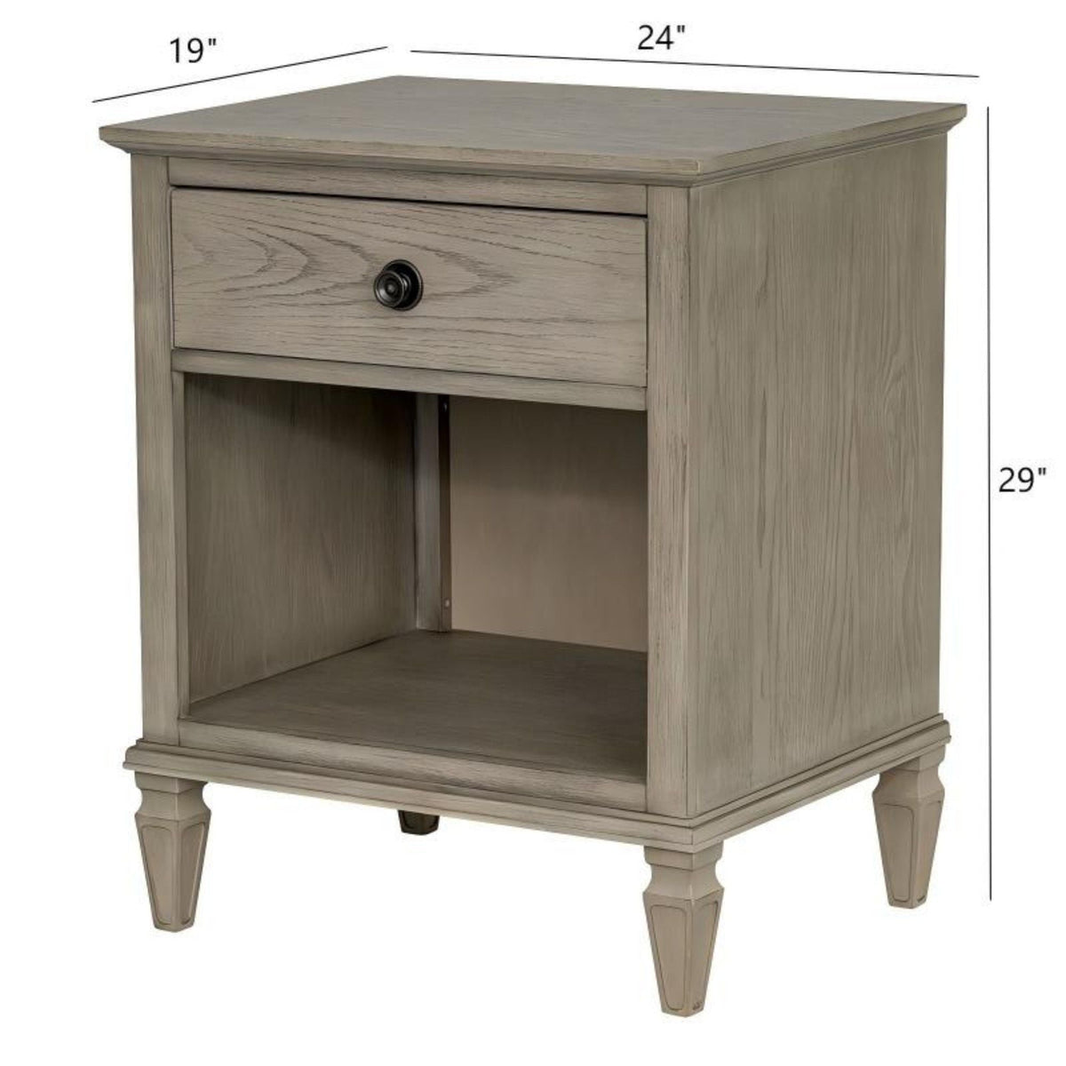 Victoria Nightstand with Open Storage - French Design - Multiple Colors