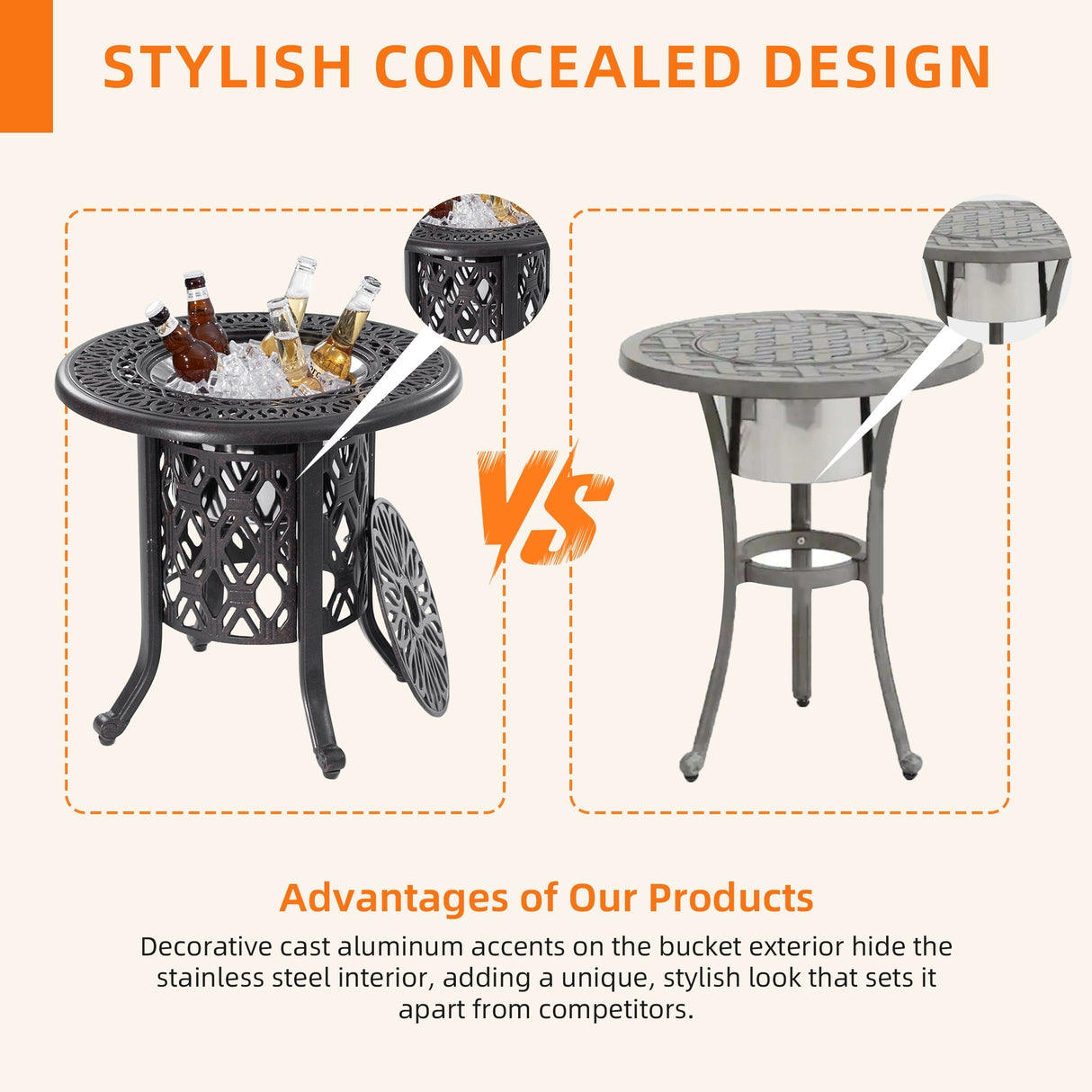 21-Inch Side Table with Removable Ice Bucket