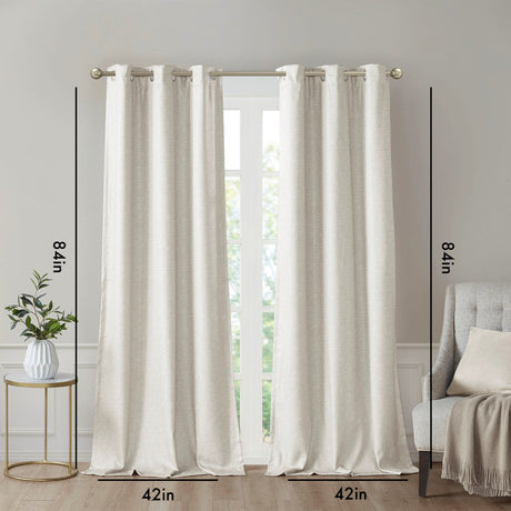 Tonal printed faux silk total blackout curtain panel pair(2 pcs window panels)