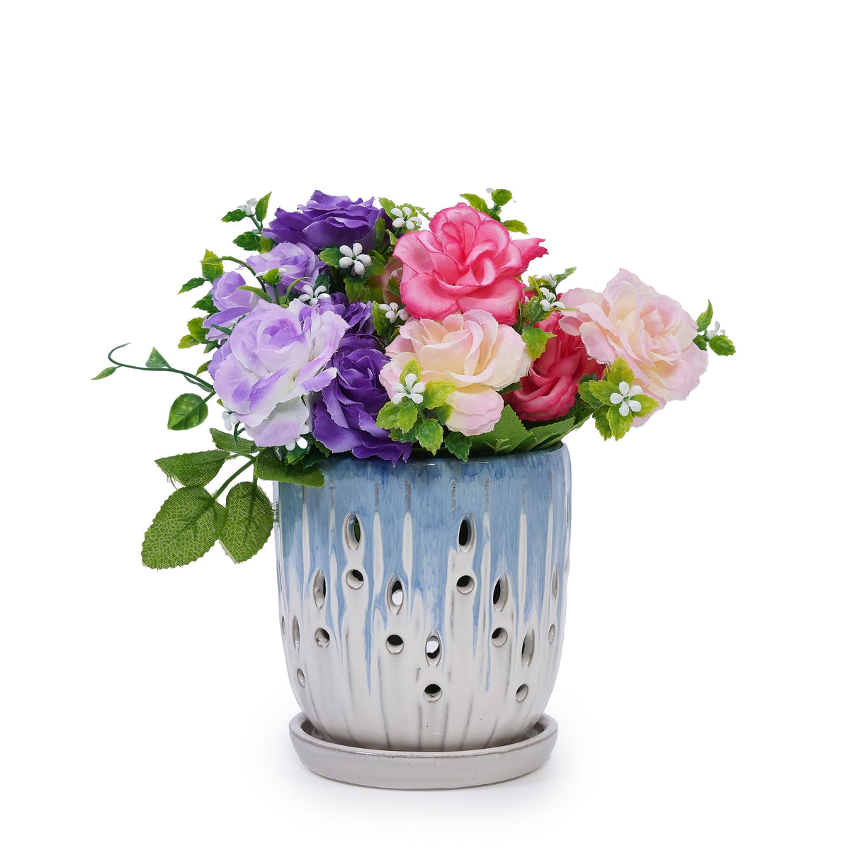 Set of 2 Ceramic Flowerpots with Drainage Hole