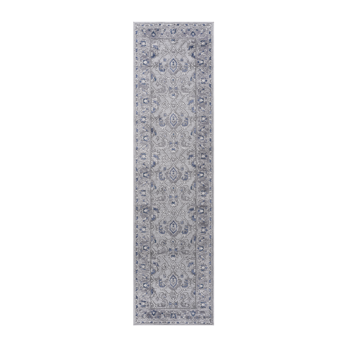 NAAR MARFI Collection 2X8 Grey/Blue/Oriental Non-Shedding and Stain Resistant Area Rug