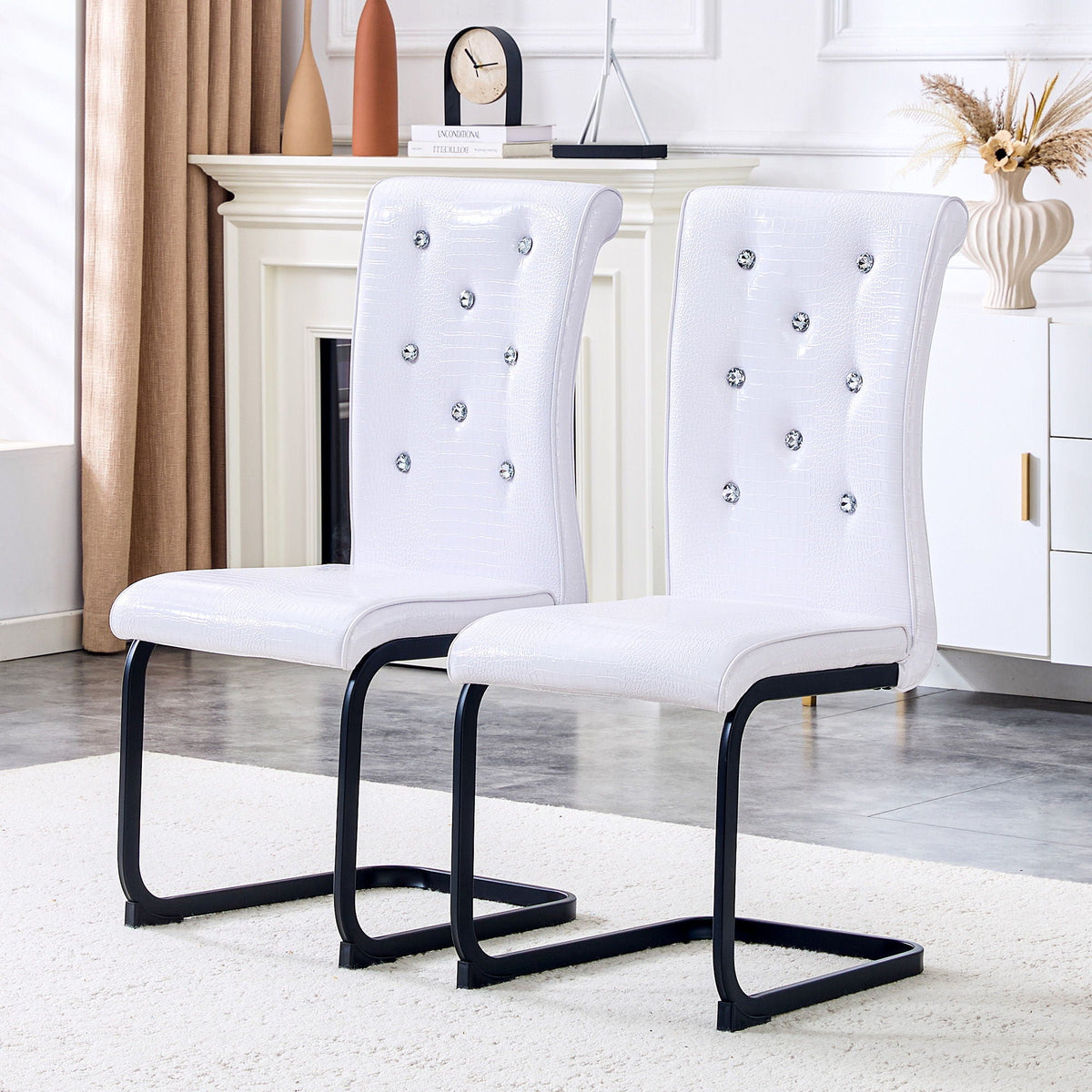 Alligator Skin Upholstered Dining Chairs