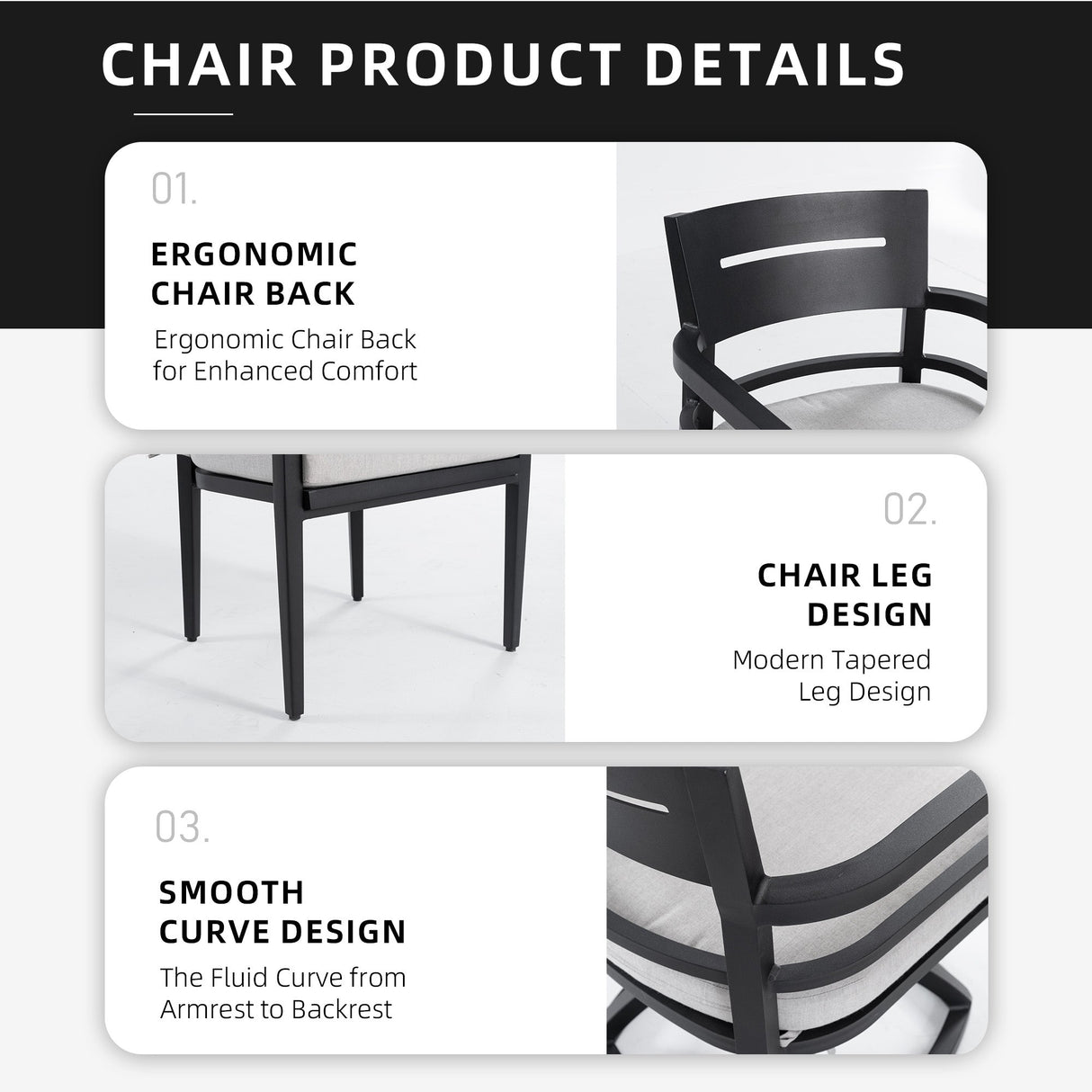 Modern 7PC Outdoor Patio Aluminum Dining Set