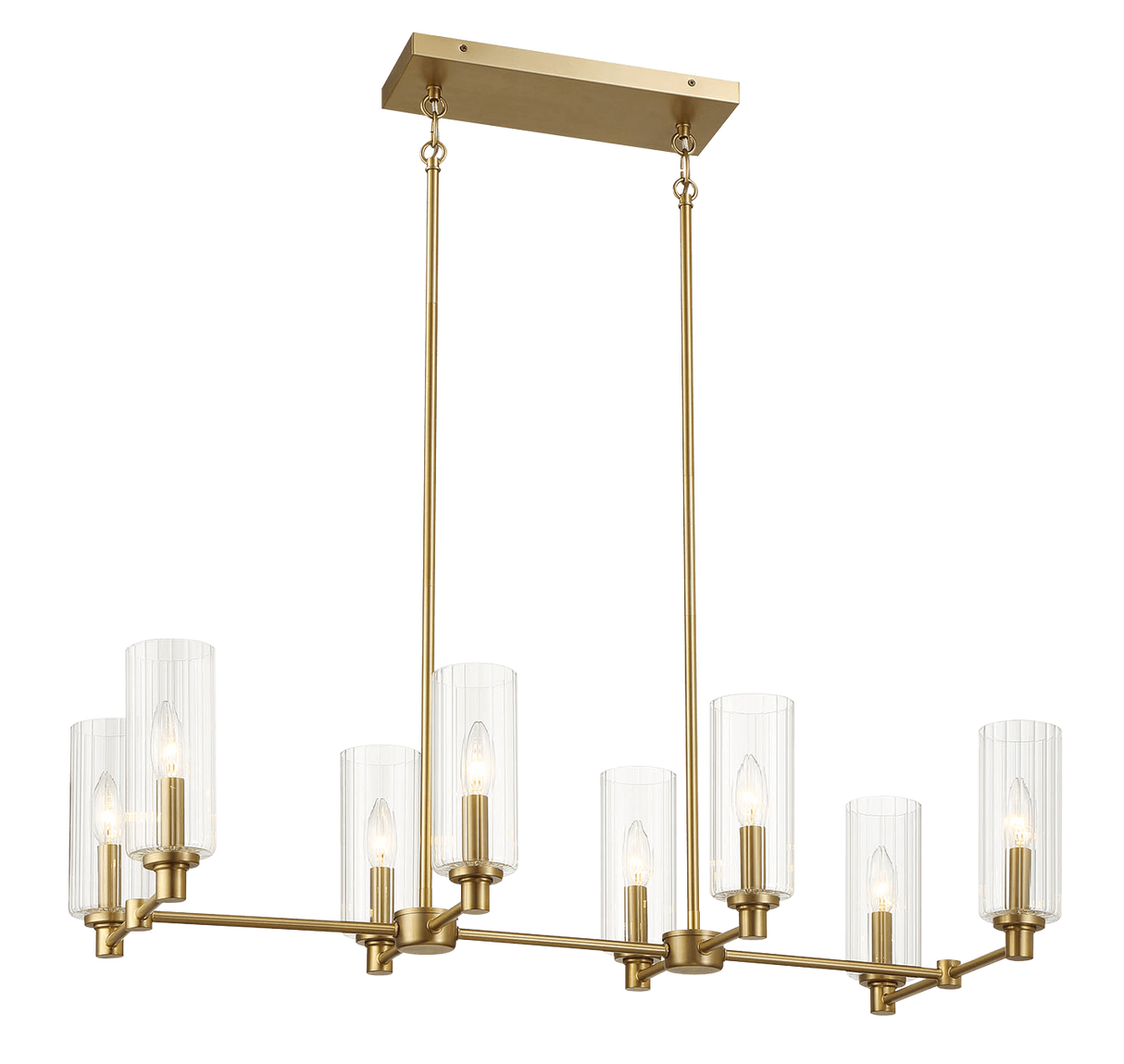 Willow Eight Lights Island Pendant Lamp - Satin Brass