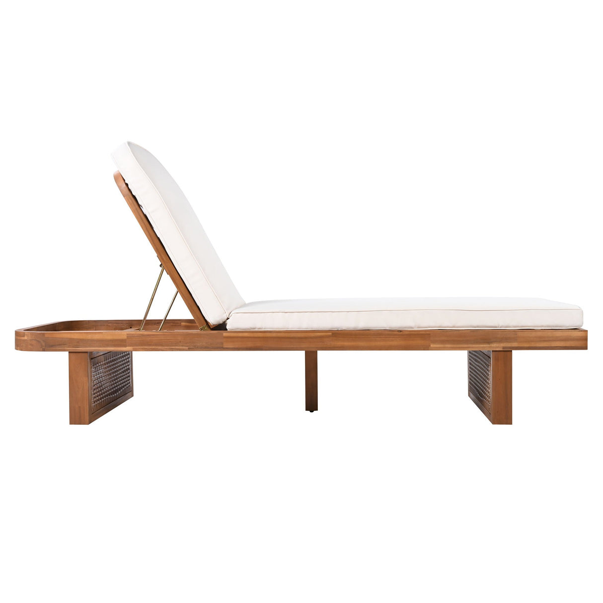 Outdoor Lounge Chair with Acacia Wood Frame and Rattan Weave