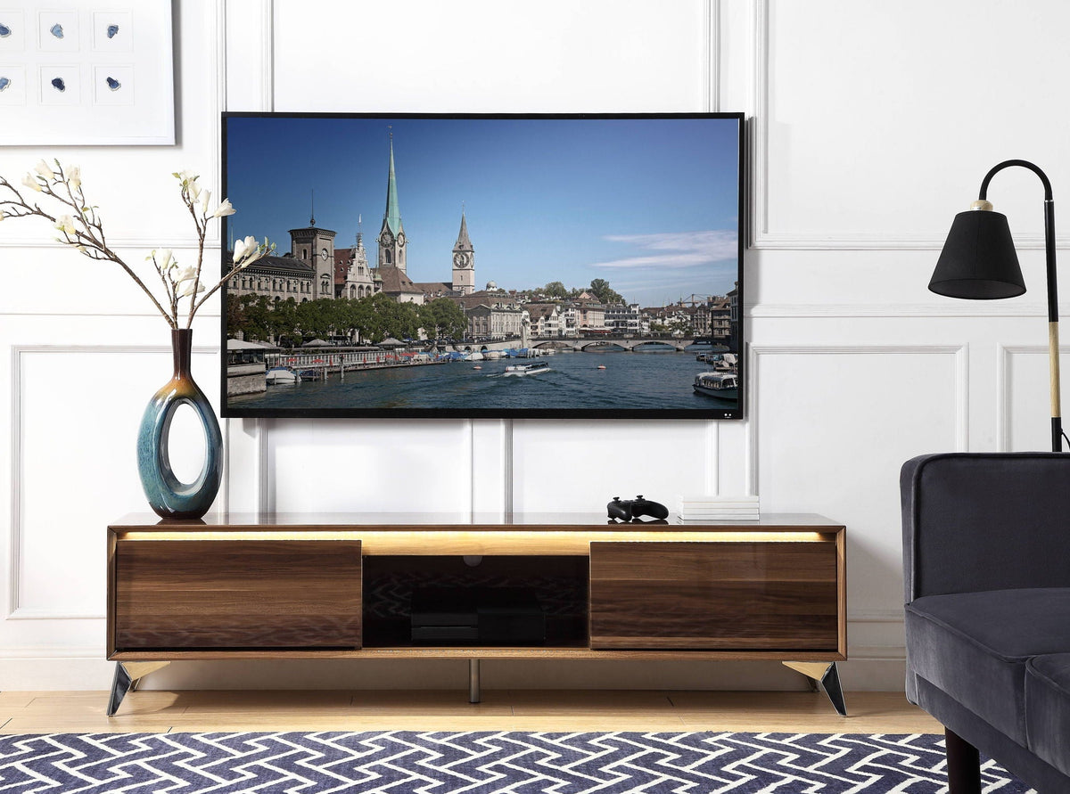 Raceloma TV Stand With LED - Walnut / Chrome
