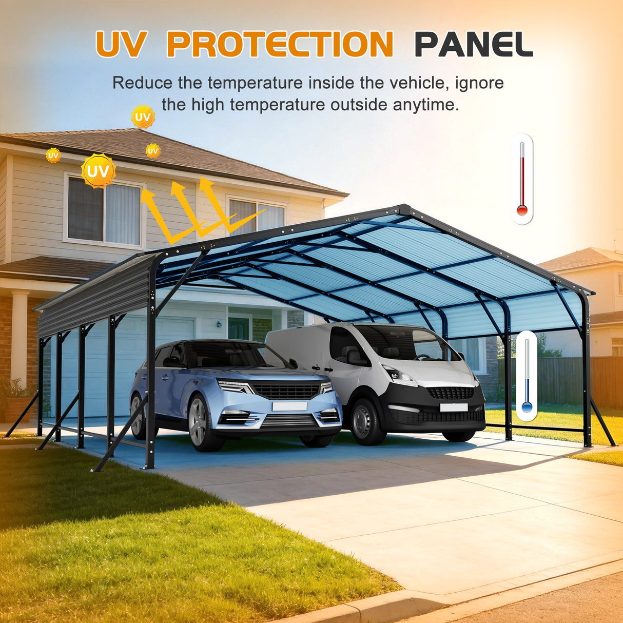 20'x20' Galvanized Steel Carport Canopy