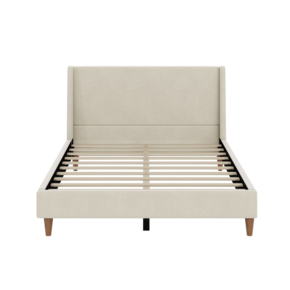 Modern Upholstered Platform Bed With Wingback Headboard