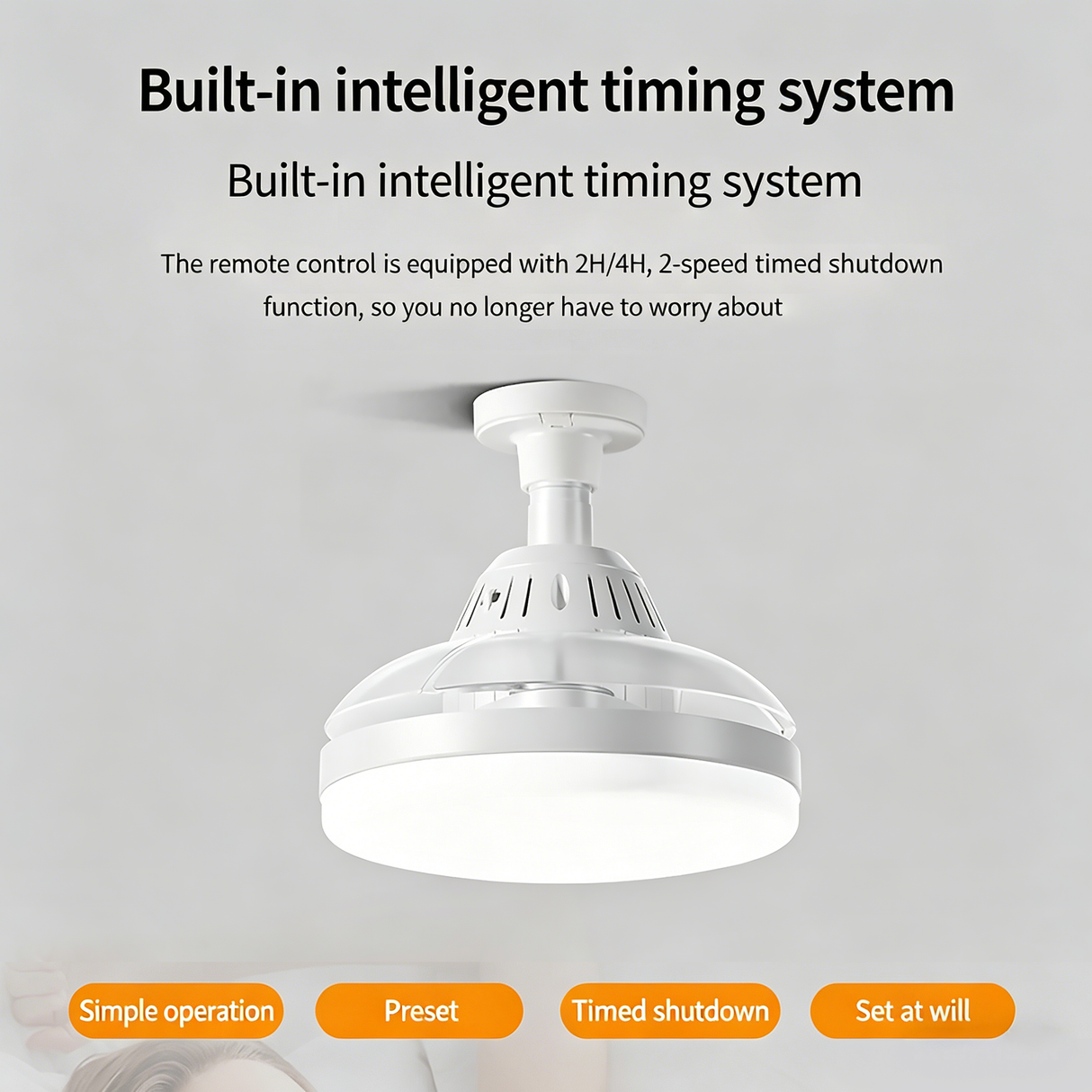 Bulb-Type Small Size Ceiling Fan With Retractable Blades
