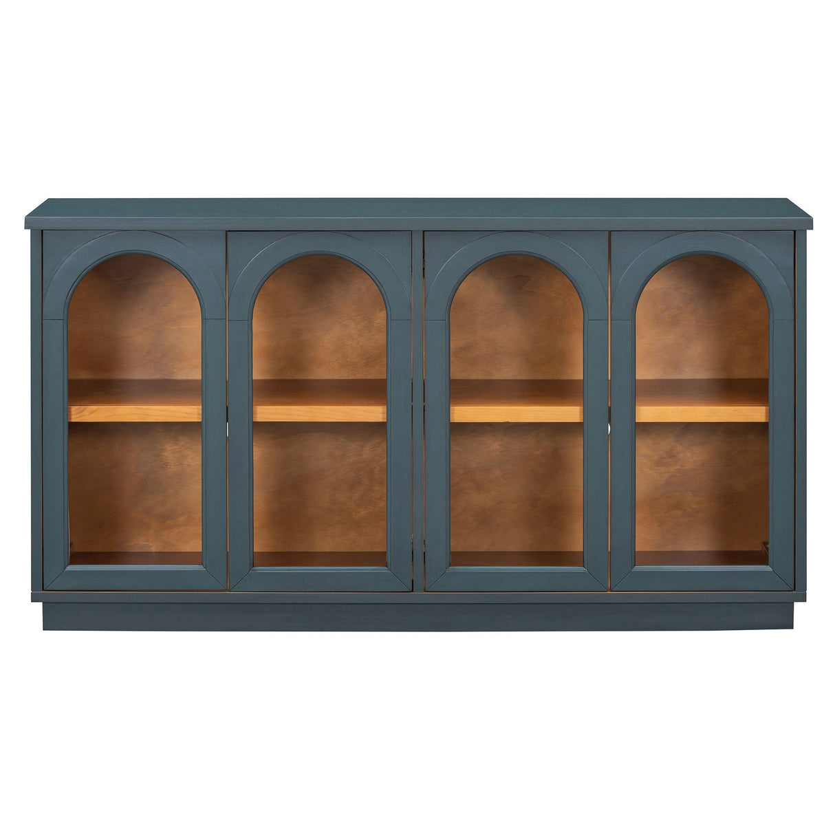Arched Storage Cabinet with Glass Doors