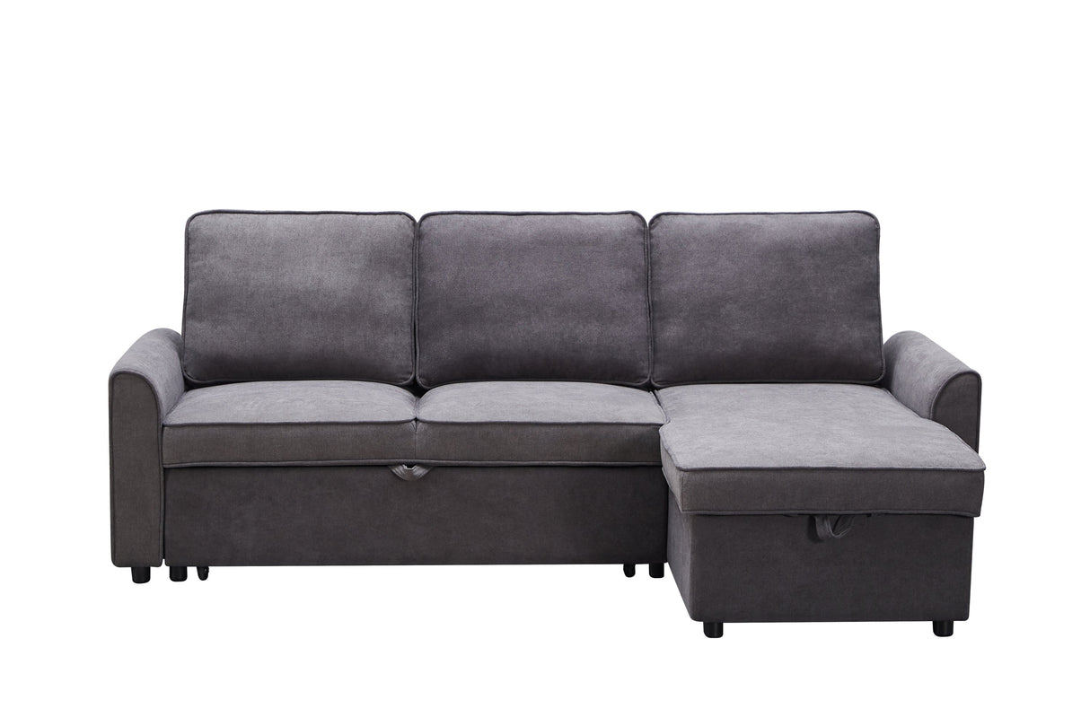 Modern Modular L-Shaped Sofa Bed with ChaiseDark Grey Linen