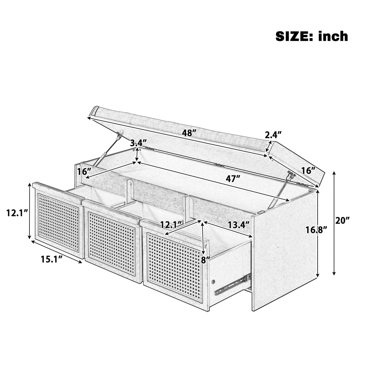 TREXM 48" Entryway Shoe Bench