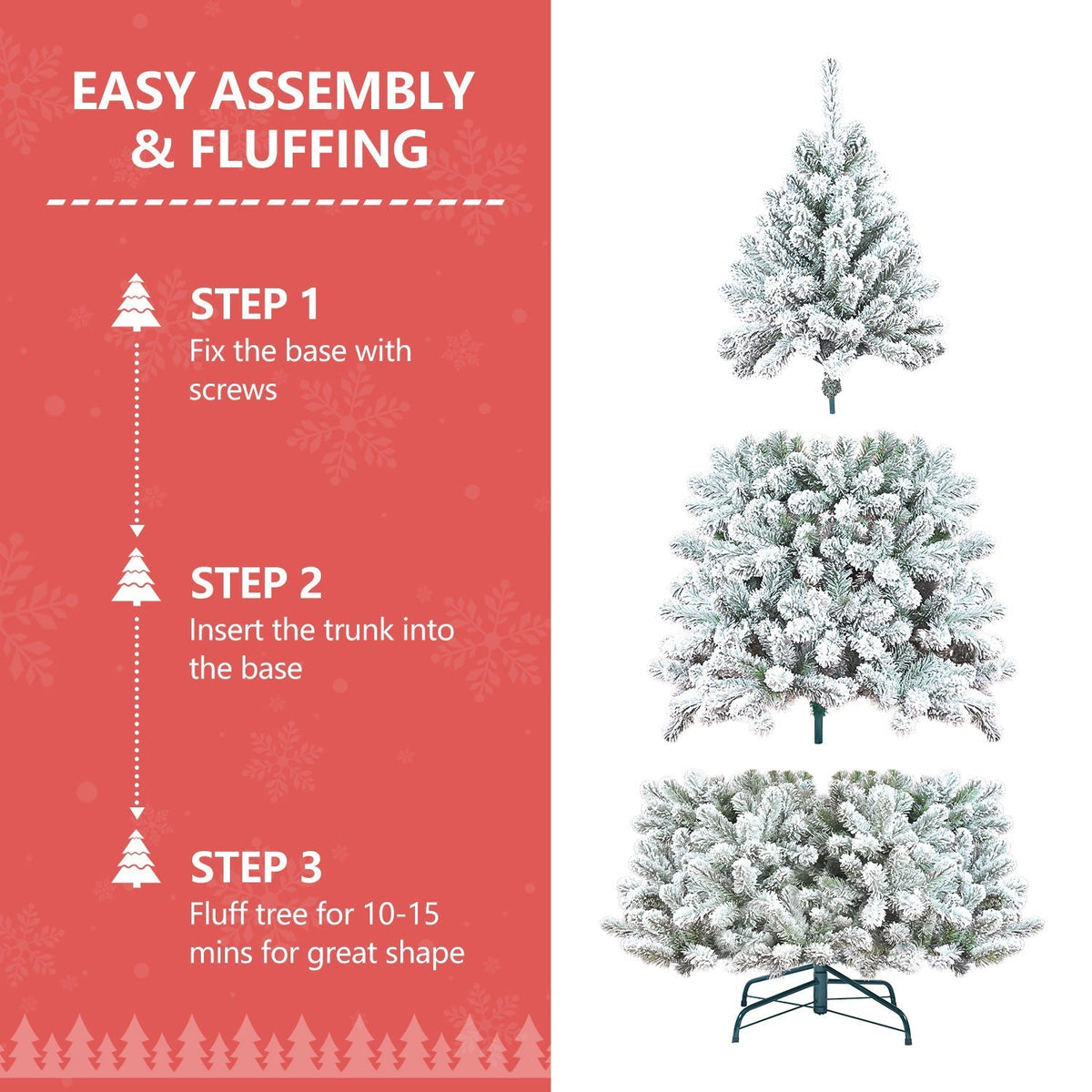 4FT Flocked Christmas Tree with Pine Cones and Snowy PVC Design