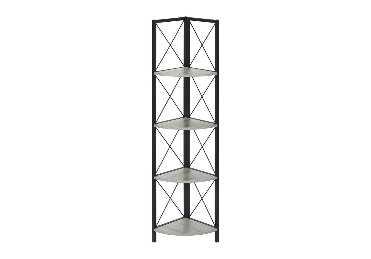 4-Tier Corner Bookshelf with Marble Look and Metal Frame