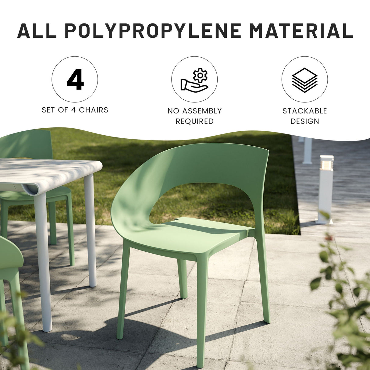 4 Piece Set Of Modern Designed Single Chairs With Folding Square Table