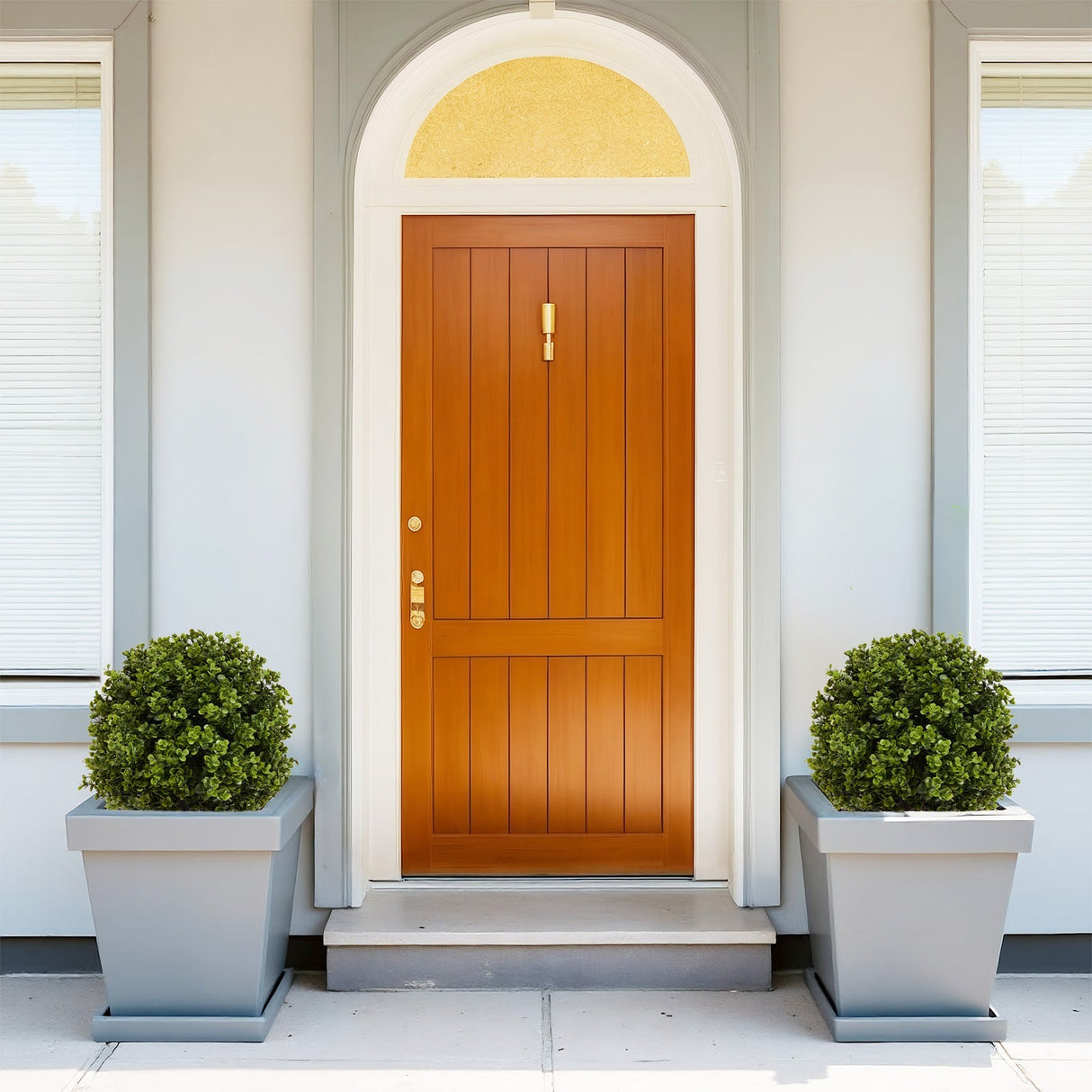 22in Boxwood Ball Shaped Artificial Topiary Shrubs Tree in Pot for Home and Garden Decoration - 2pcs Set