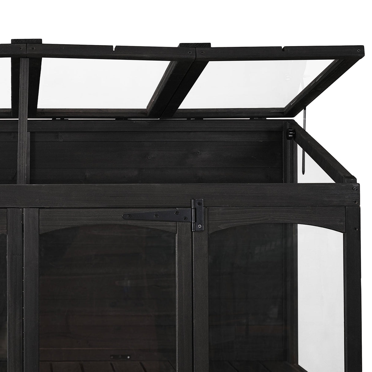 TOPMAX 78-inch Wooden Walk-in Greenhouse with Skylights and Folding Shelves