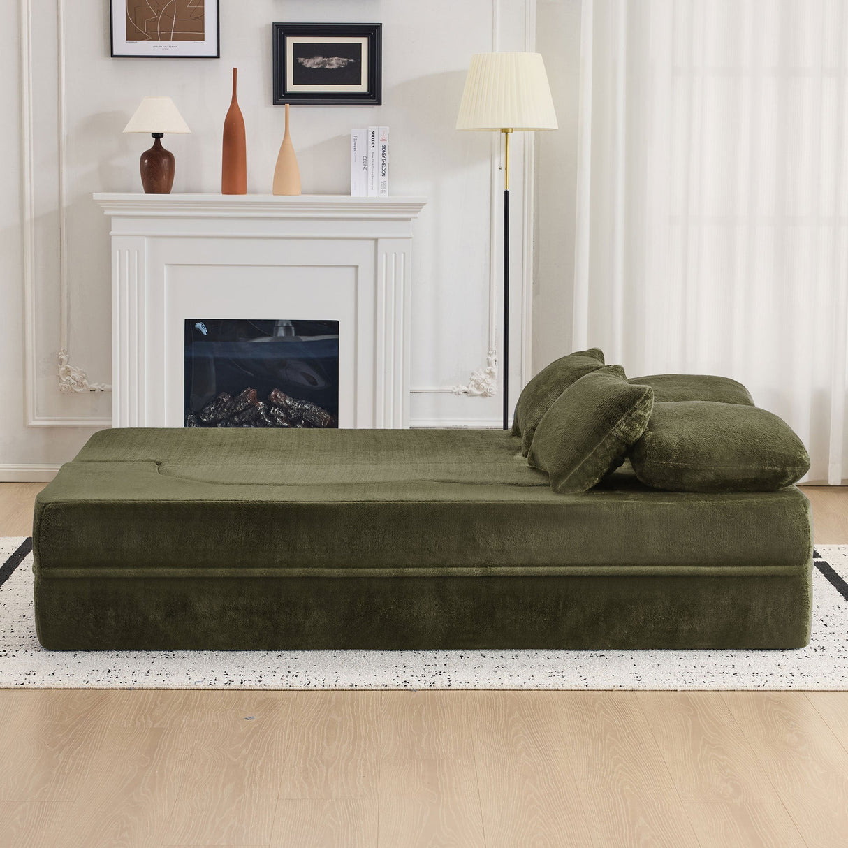 Queen Size Foldable Sofa Bed Chenille Futon Sofa Couch