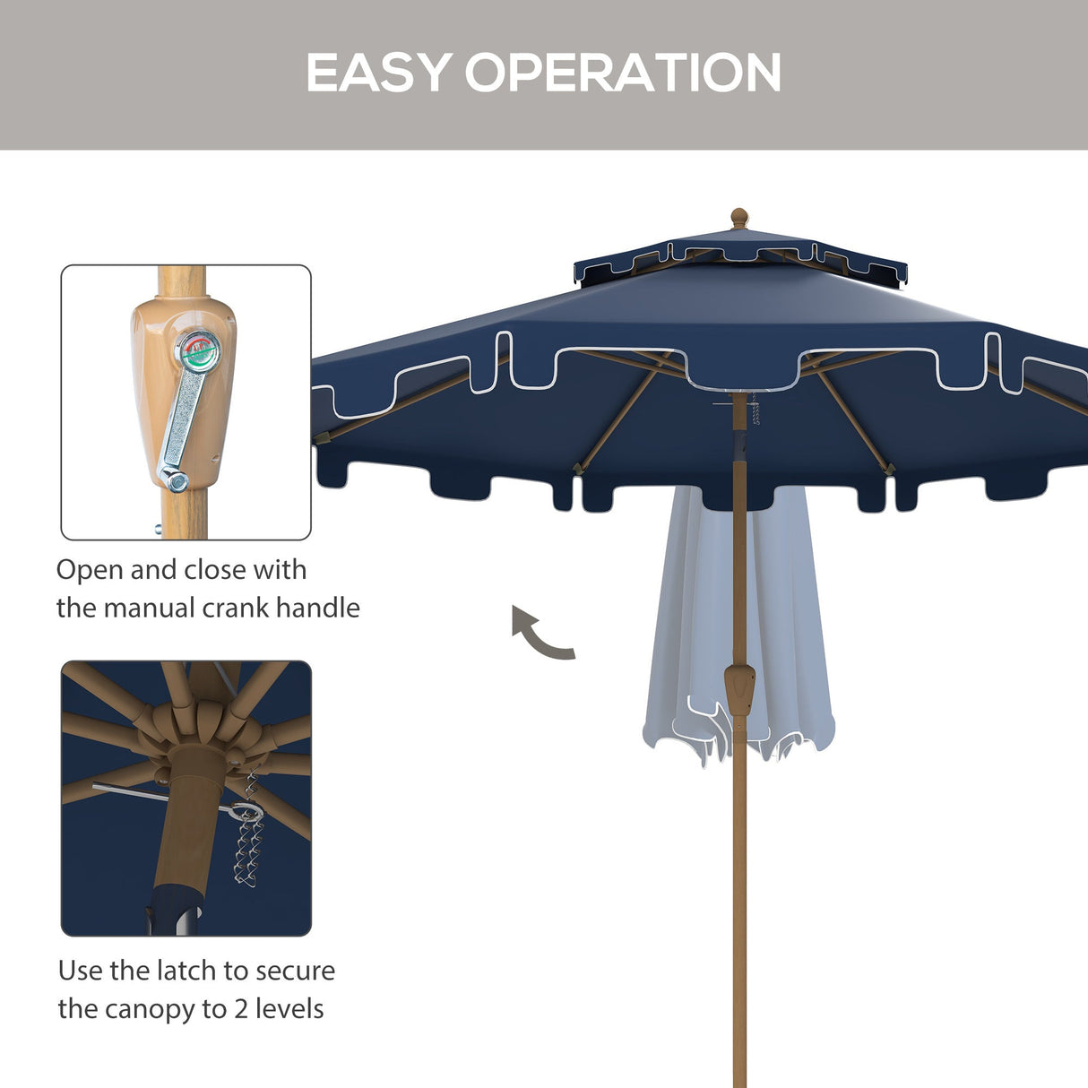 Outsunny 9' Patio Umbrella with Push Button Tilt and Crank