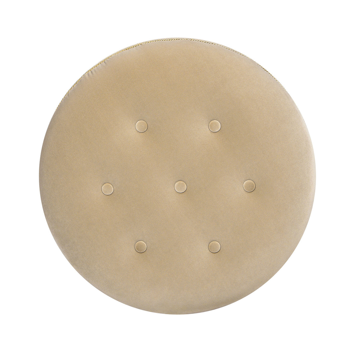 Yolanda 24" Round Upholstered Accent Ottoman in Fawn Brown Velvet