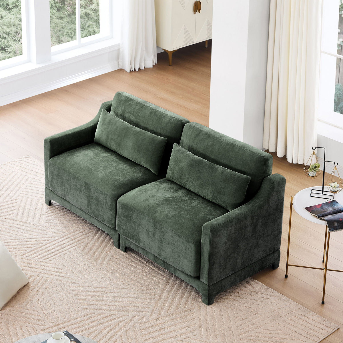 Elegant Sofa With Ergonomic Design And Lumbar Pillows