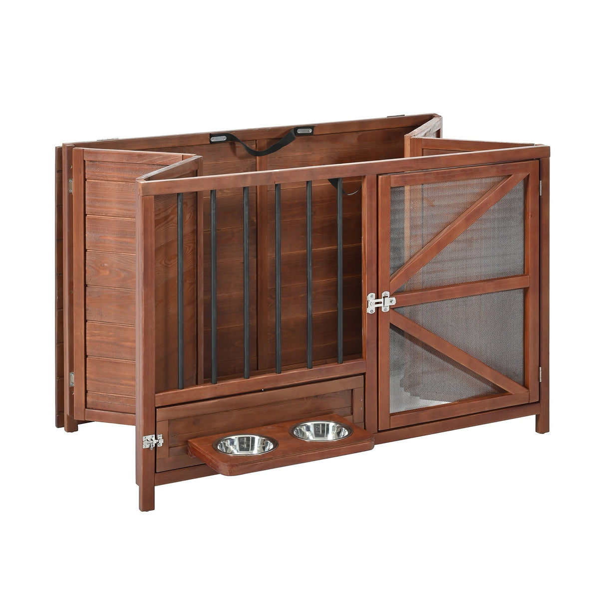 43" Solid Wood Dog Crate FurnitureFoldable Indoor Kennel
