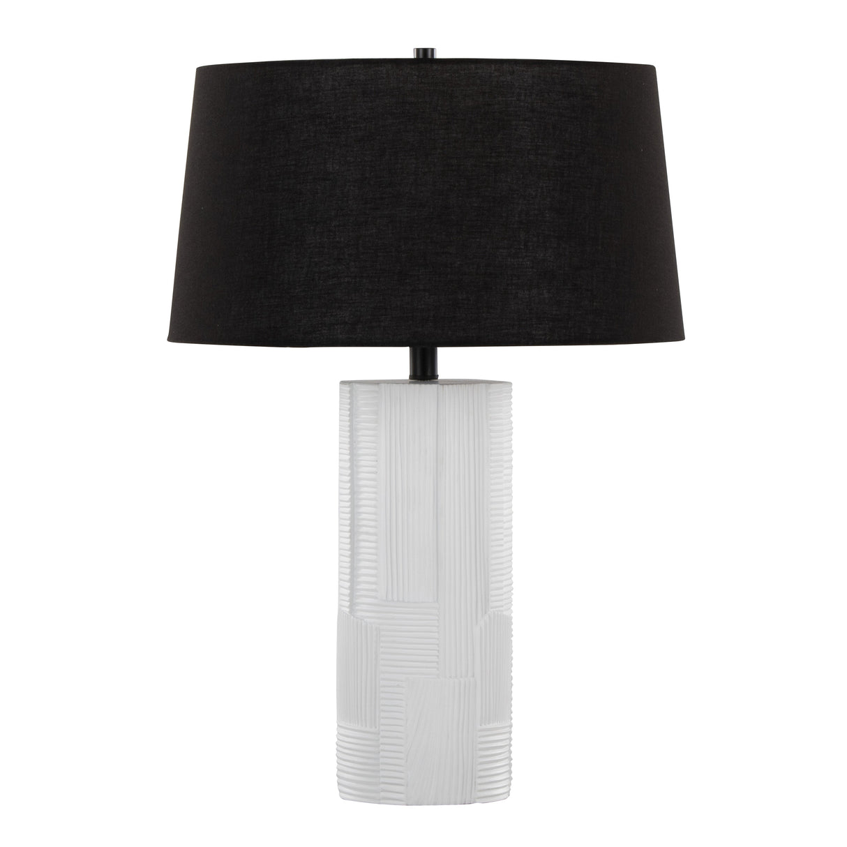 Petra 26" Contemporary Polyresin Table Lamp in Cream and Black - Set of 2