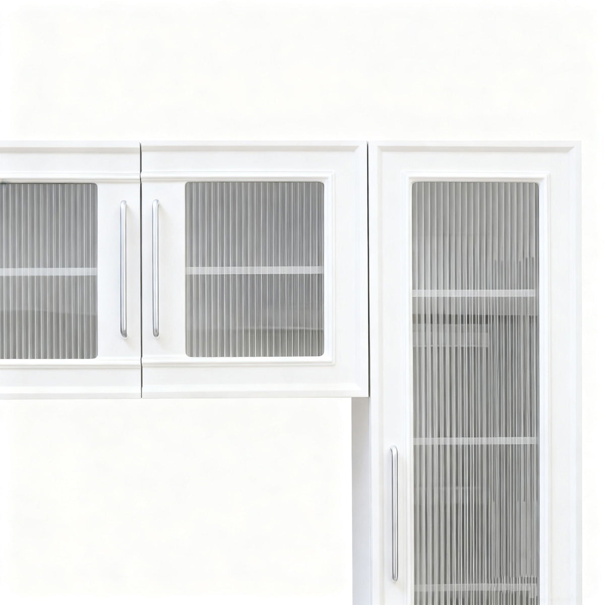 Modern Entertainment Center with Fluted Glass Doors - White or Black