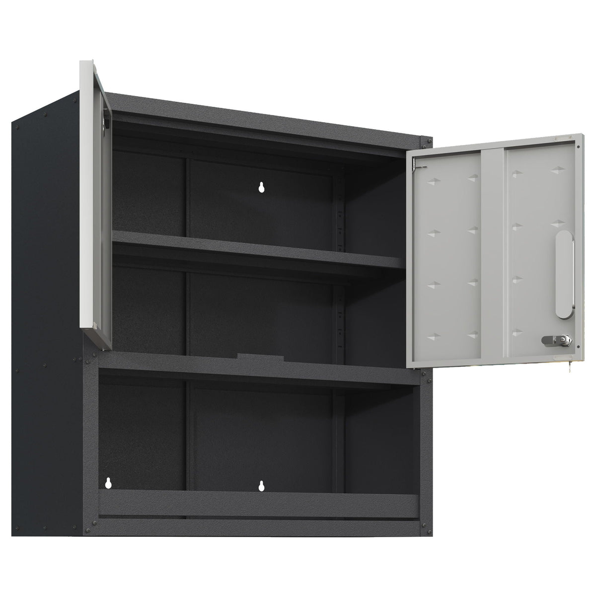 Metal Wall Mounted Tool Storage Cabinet With Locking Door, 1 Shelf & 1 Drawer