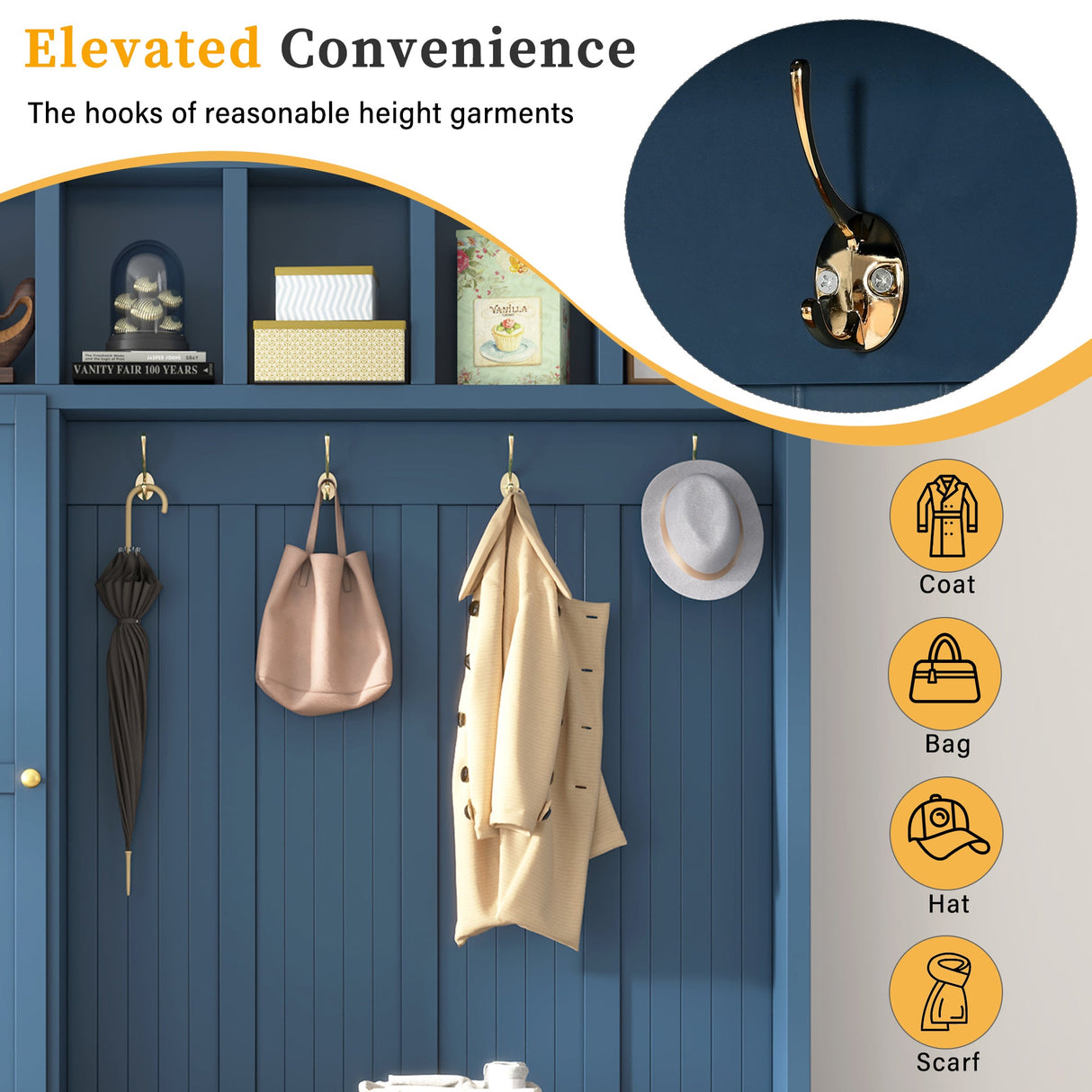 U-Can Entryway Hall Tree with Coat Hooks, Shoe Bench & Drawer Storage Cabinet