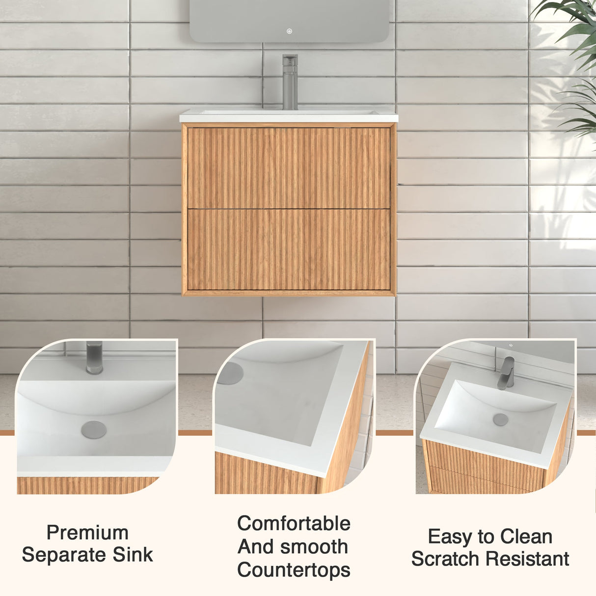 24" Floating Bathroom Vanity Set