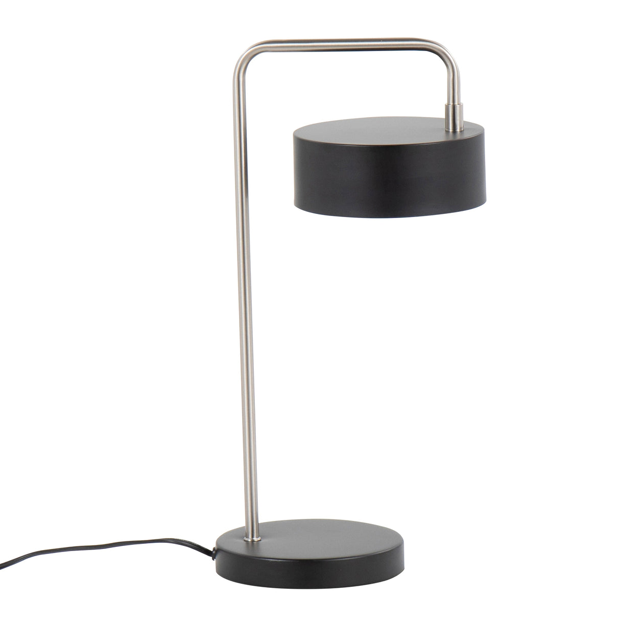 Puck Contemporary Table Lamp in Nickel and Black Metal