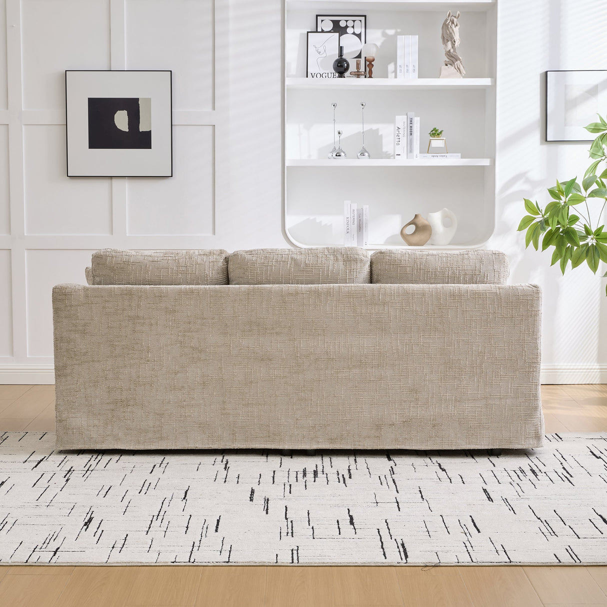 83.86" Wide Modern Casual Sofa in Wheat