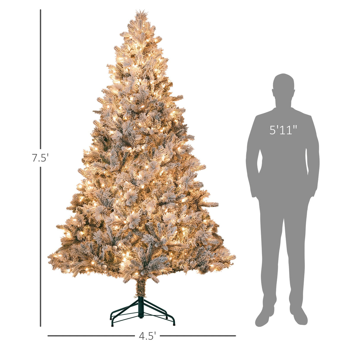 HOMCOM 7.5 ft Pre-Lit Artificial Christmas Tree