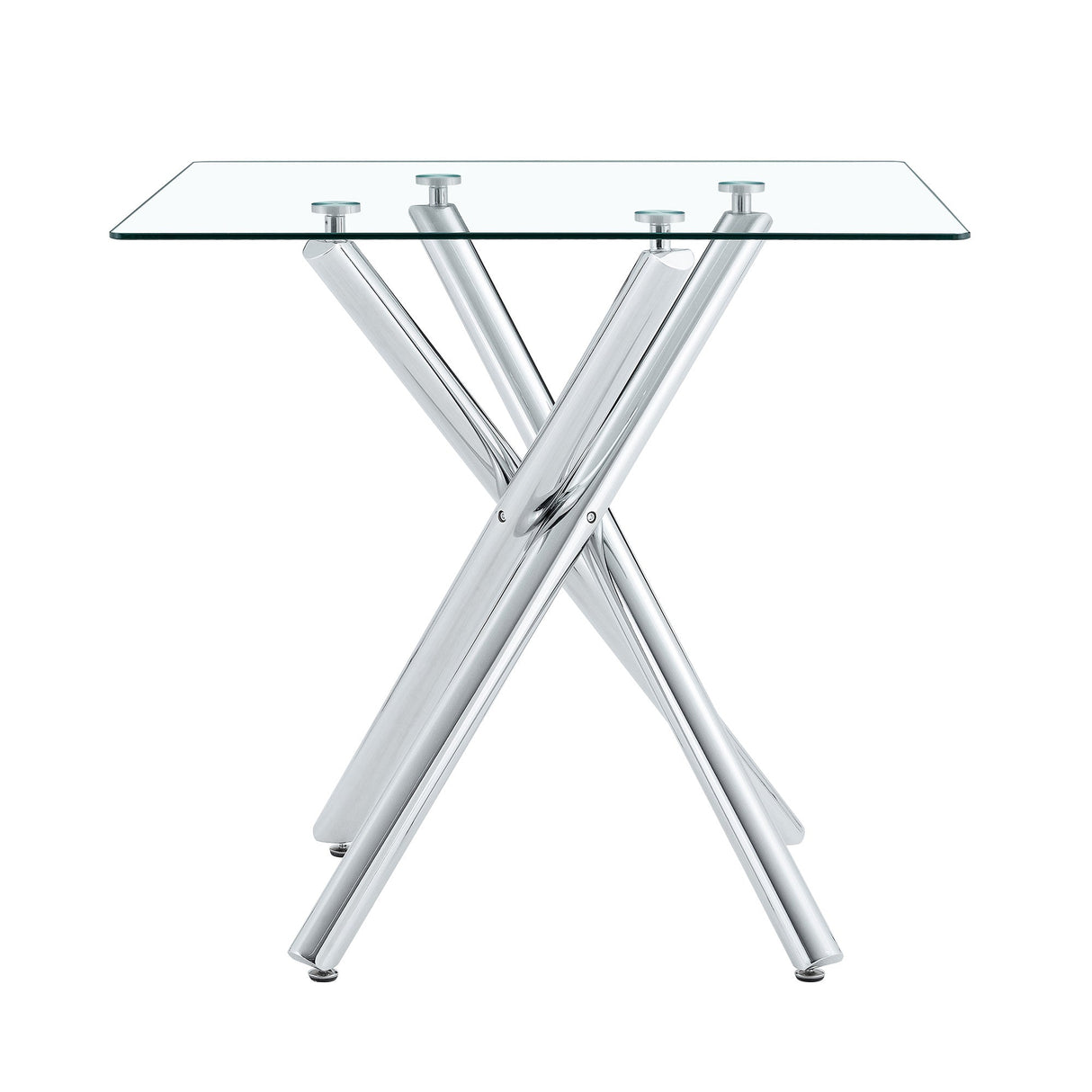 Modern Electroplated Metal Leg Bar Table with Tempered Glass Top