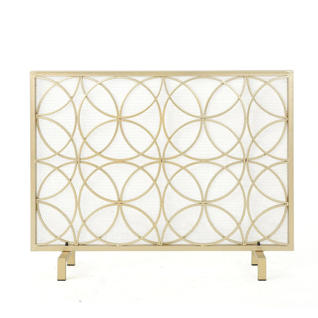 Thayer Single Panel Iron Fireplace Screen With Geometric Design