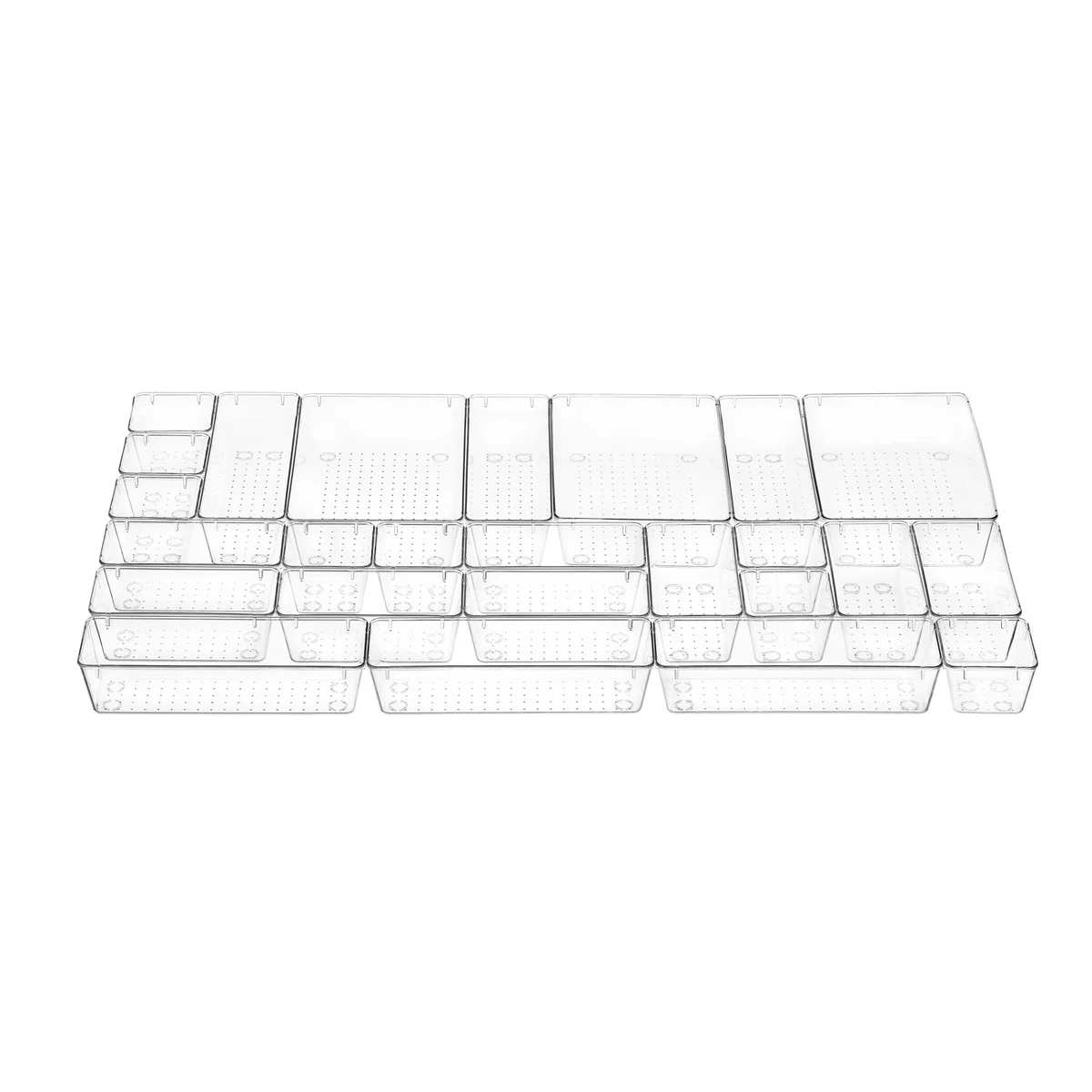 25 PCS Clear Plastic Drawer Organizers Set