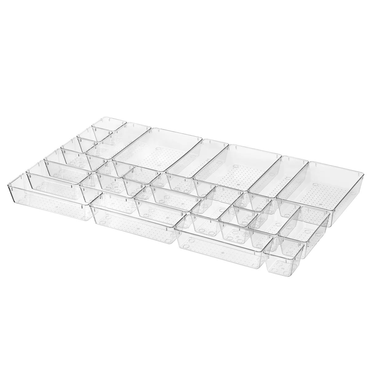 25 PCS Clear Plastic Drawer Organizers Set