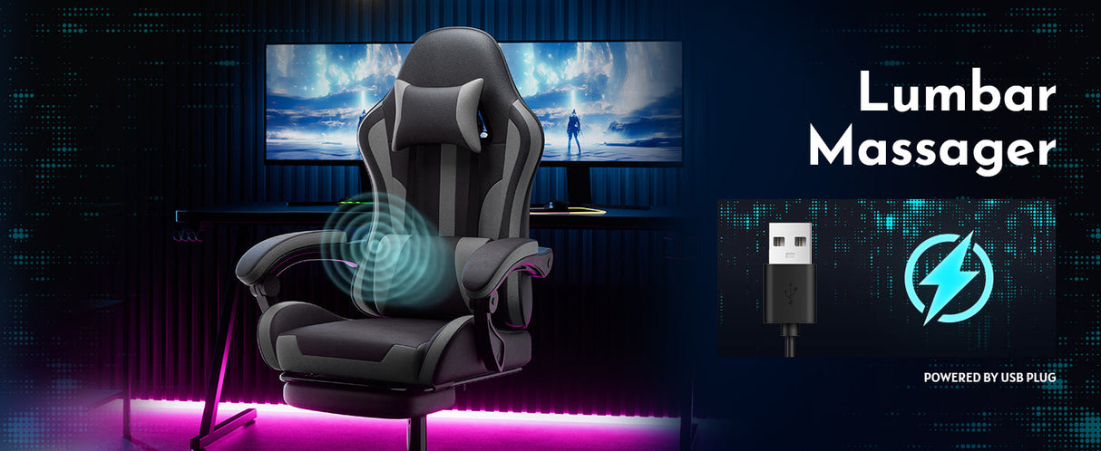 Ergonomic Gaming Chair with Footrest and Lumbar Support