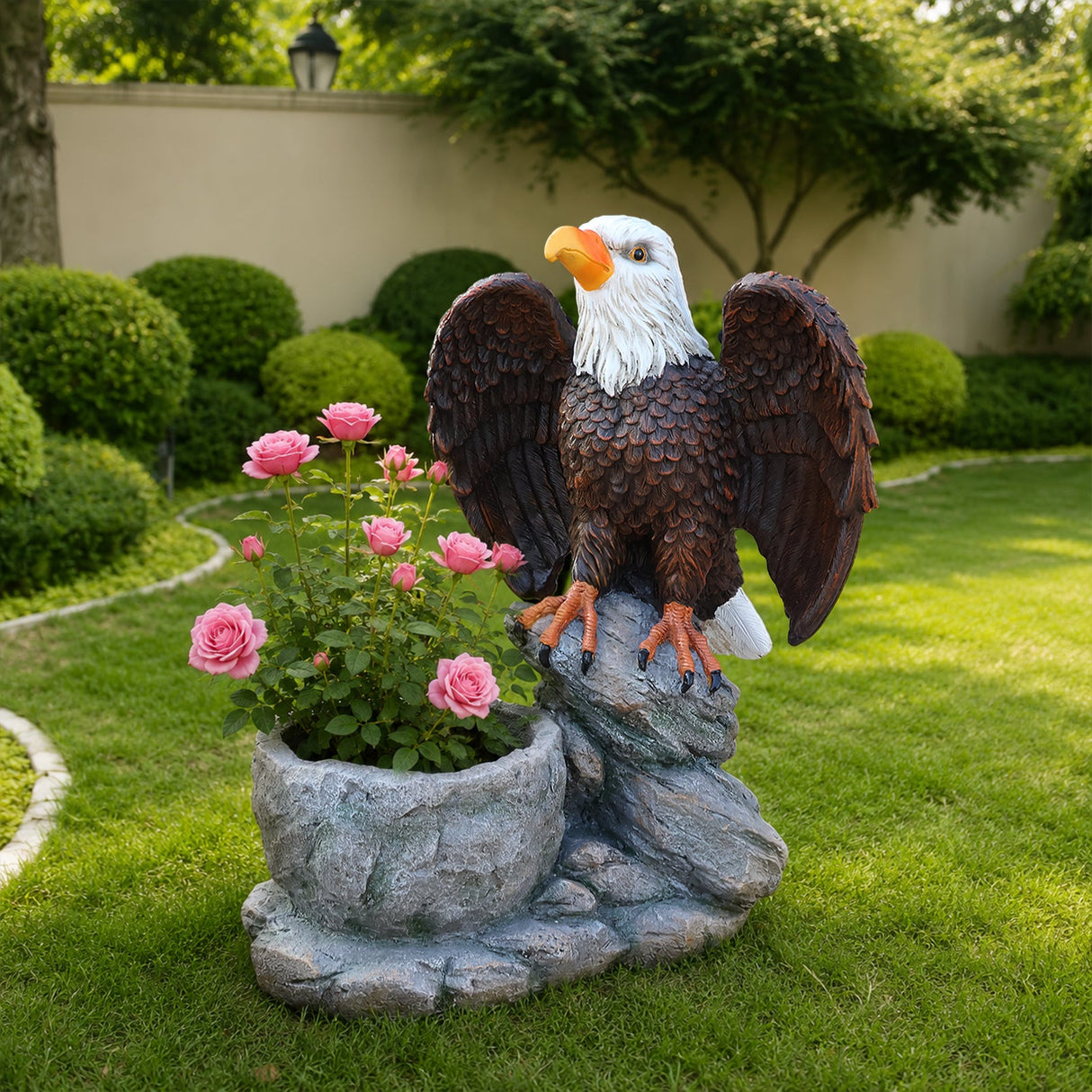 Standing Eagle Statue Garden Planter