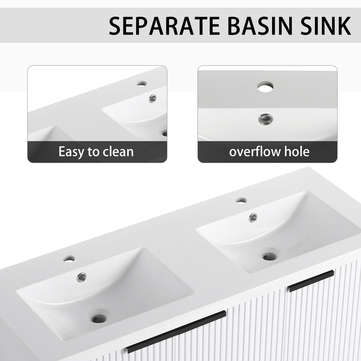Contemporary Wall Mounted Bathroom Vanity With Resin Double Sink